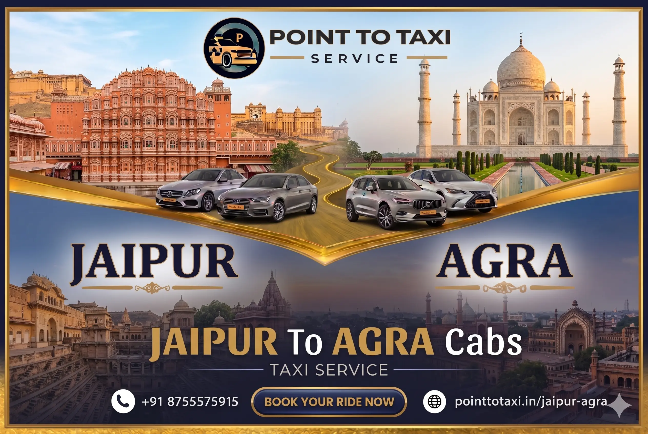 Jaipur to Agra Route Map Graphic